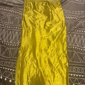 Elegant Yellow Satin Skirt